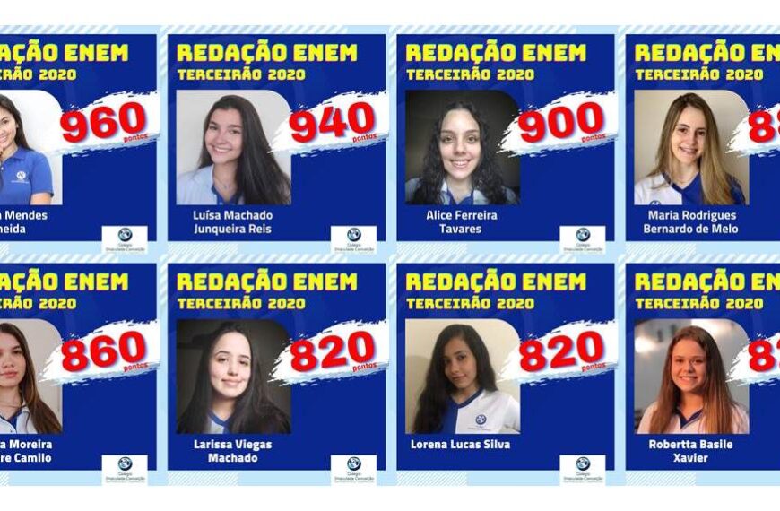 Colégio Imaculada Conceição Leopoldina parabeniza alunos destaque na redação do ENEM 2020
