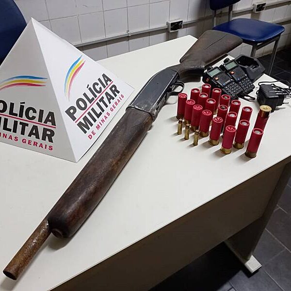 PM apreende arma de fogo e munições após denúncia de violência doméstica em Leopoldina