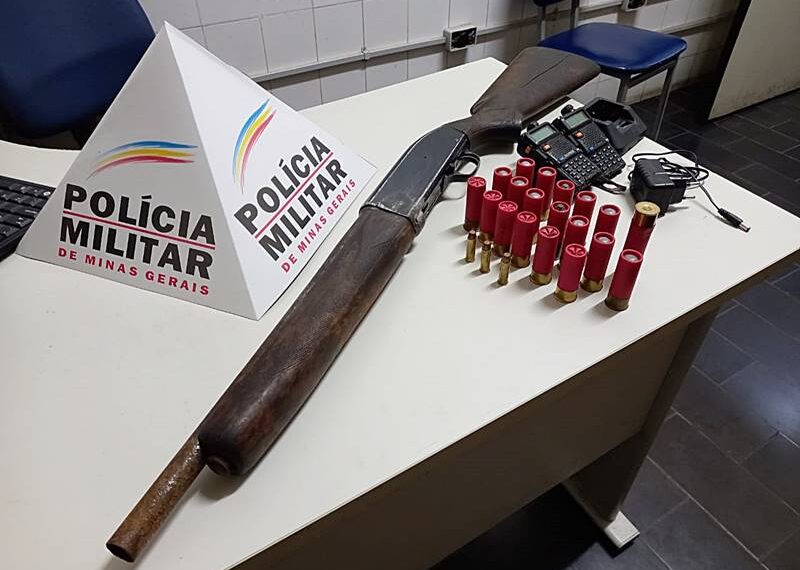 PM apreende arma de fogo e munições após denúncia de violência doméstica em Leopoldina