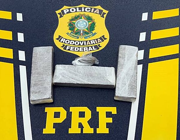 PRF flagra passageiro de ônibus com três barras de maconha em Leopoldina