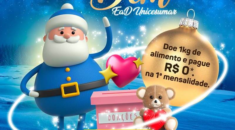 Unicesumar em Leopoldina promove campanha e converte 1ª mensalidade em 1kg de alimento para doação
