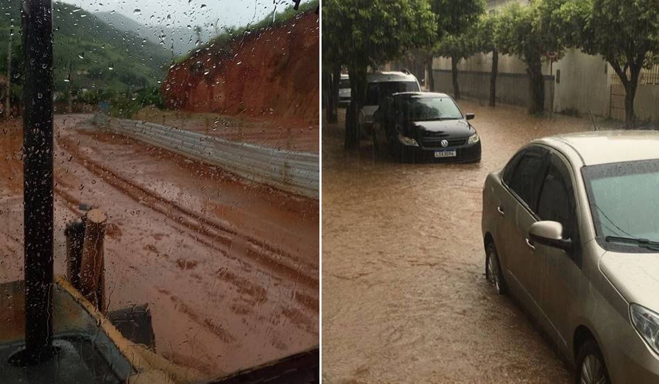 Temporal causa alagamentos em ruas e avenidas de Leopoldina