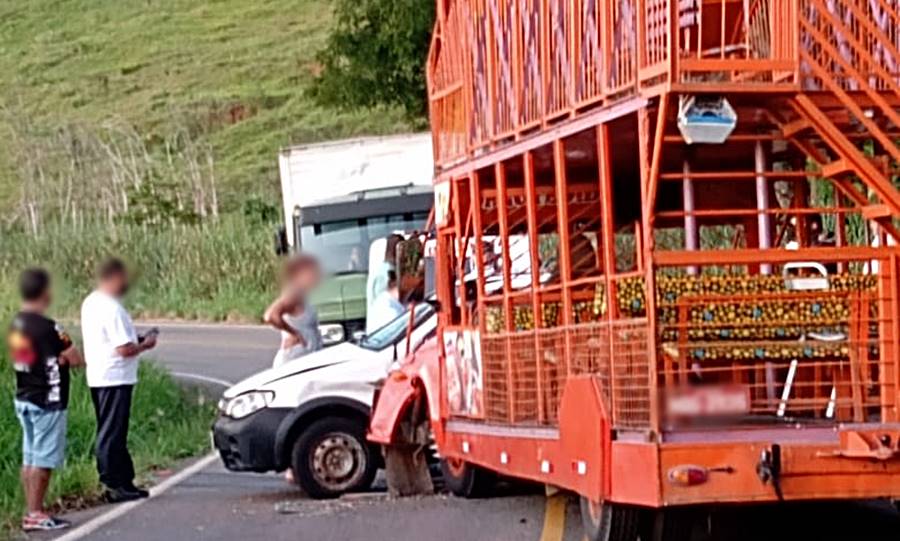 Batida entre caminhonete e caminhão deixa um ferido na MGC-454 em Recreio