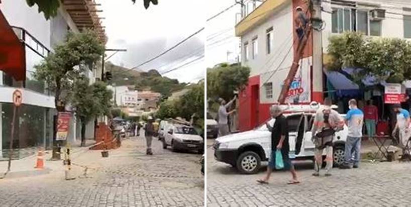 Tentativa de furto de cabos em Leopoldina causa incêndio em poste e deixa moradores sem internet