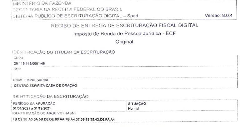 Informações Contábeis – Casa de Oração de Leopoldina