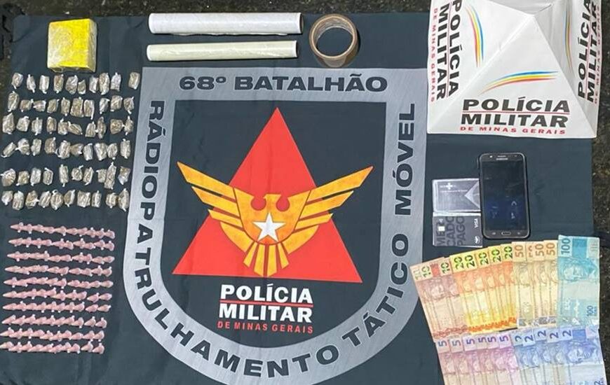 Polícia Militar apreende drogas dentro de veículo durante patrulhamento em Leopoldina