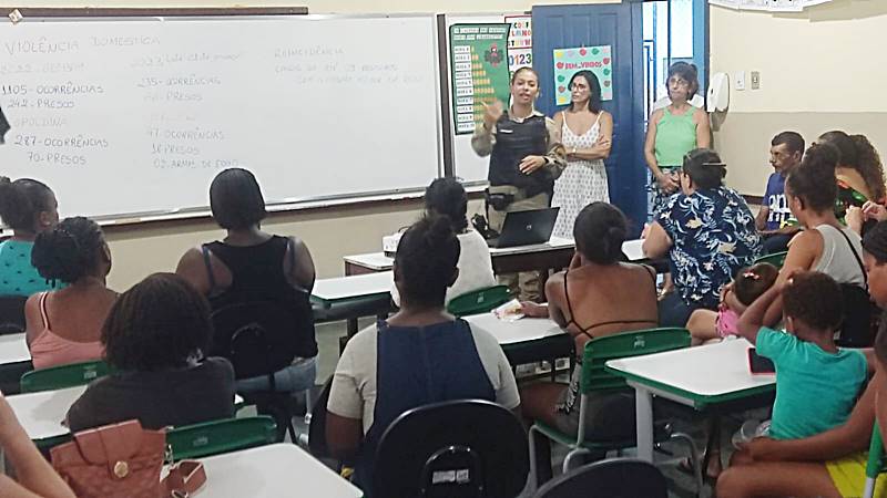 Violência doméstica contra mulher é tema de palestra de militares do 68 BPM na Escola Estadual Augusto dos Anjos, em Leopoldina
