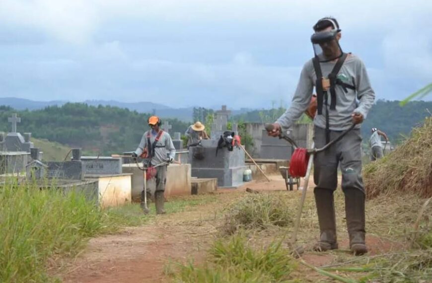 Cemitério de Leopoldina recebe serviço de limpeza