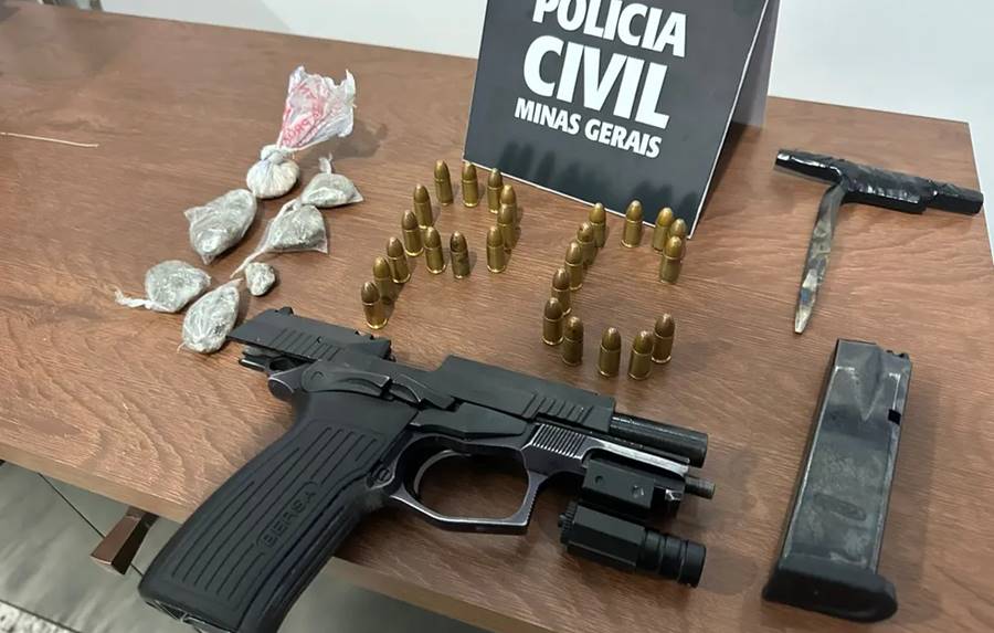Suspeito de matar homem no Centro de Muriaé é preso com pistola equipada com mira a laser