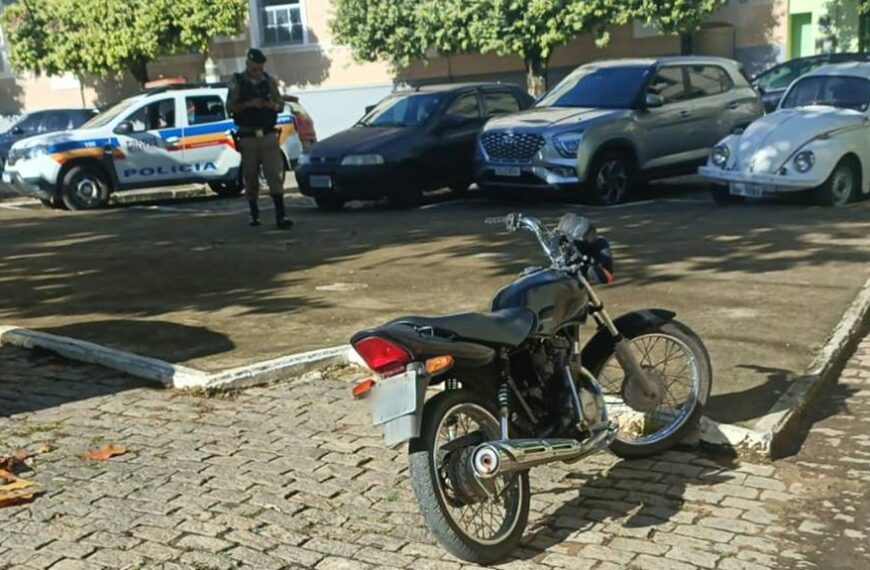 PM age rápido e recupera moto furtada no Centro de Leopoldina