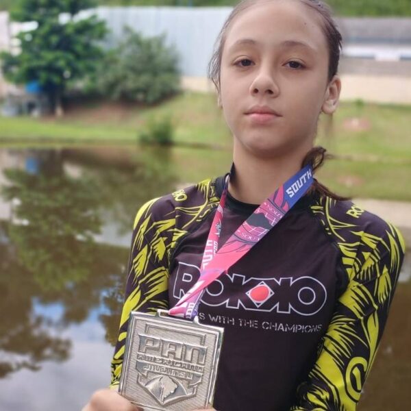 Atleta leopoldinense de 13 anos é vice-campeã do Pan-Americano de Jiu-Jitsu no Rio de Janeiro