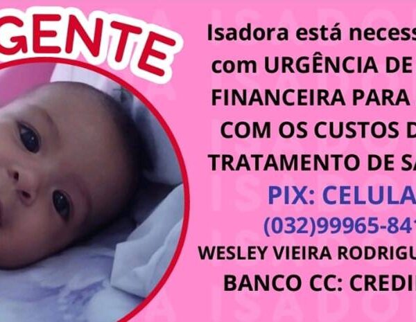 Família pede ajuda para tratamento de criança de cinco meses em Leopoldina