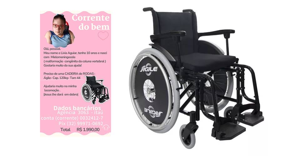 Família pede ajuda para comprar cadeira de rodas para criança de 10 anos em Leopoldina