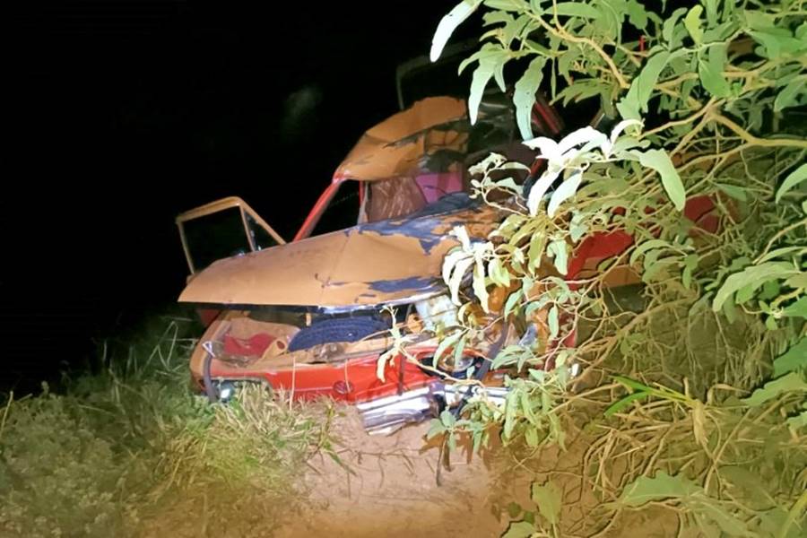 Carro atropela boi e cai em barranco na MG-447 entre Cataguases e Miraí