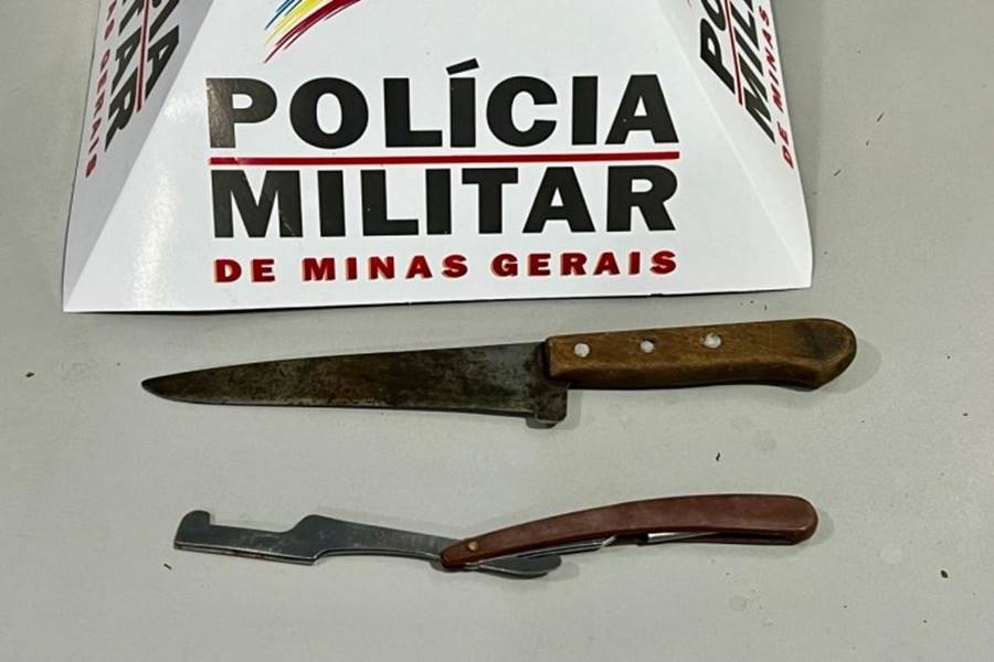Homem é preso após ameaçar família com faca e tentar agredir policiais em Muriaé