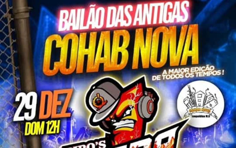 Bailão das Antigas no Bairro Cohab Nova em Leopoldina acontece neste domingo