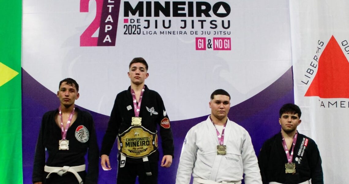 Equipe Chão Explosivo CRUZ BJJ, de Leopoldina, conquista 19 medalhas e cinturão na 2ª etapa do Campeonato Mineiro de Jiu-Jitsu