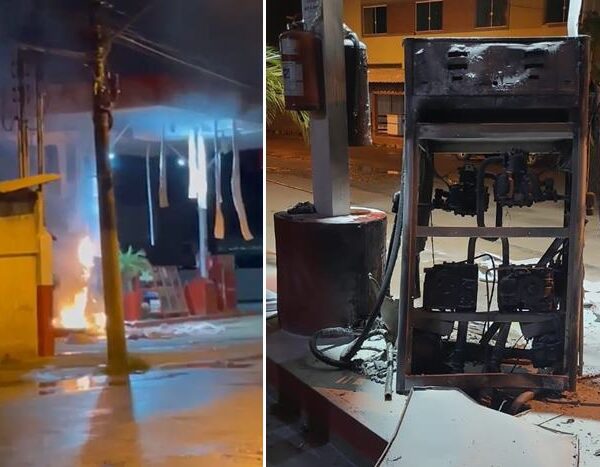 Carro bate em bomba de combustível e causa incêndio em Recreio