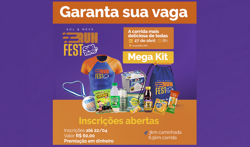 Sol e Neve realiza 1ª edição da RunFest em Leopoldina no dia 27 de abril, aniversário da cidade