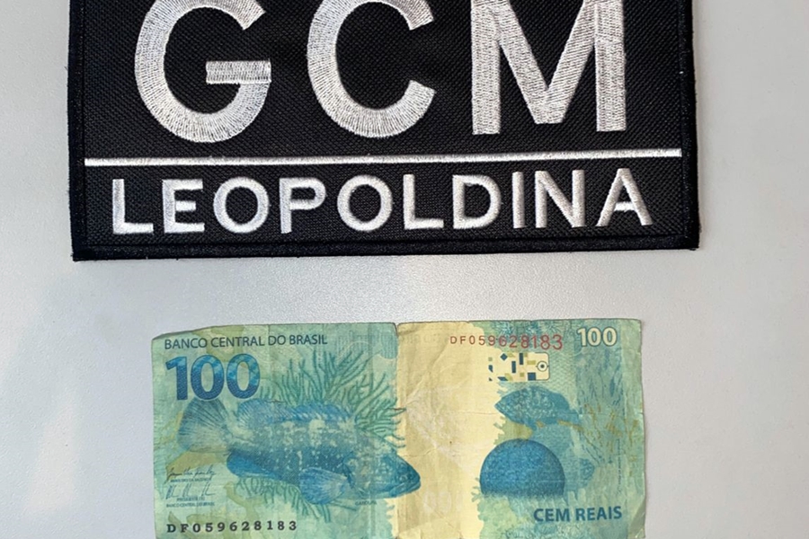 Idoso usa nota falsa de R$ 100 para pagar boleto e acaba detido pela Guarda Civil de Leopoldina