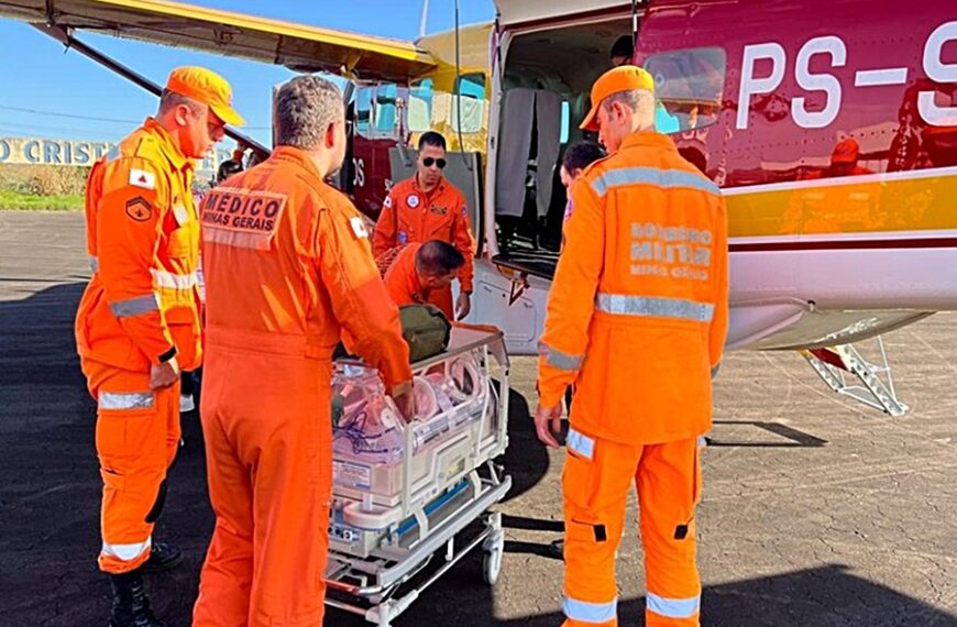 Recém-nascida é transferida de Muriaé para BH em aeronave do Corpo de Bombeiros