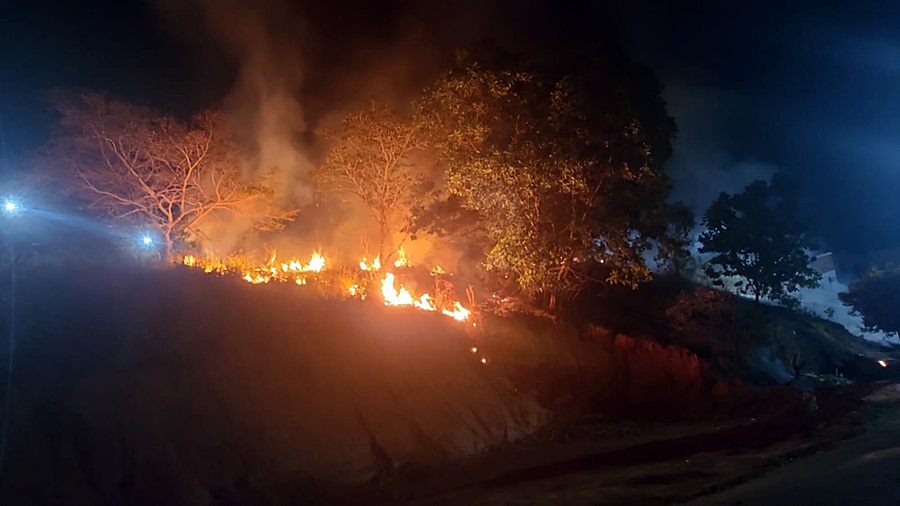 Incêndios em vegetação no Bela Vista e BR-267 mobilizam Corpo de Bombeiros de Leopoldina