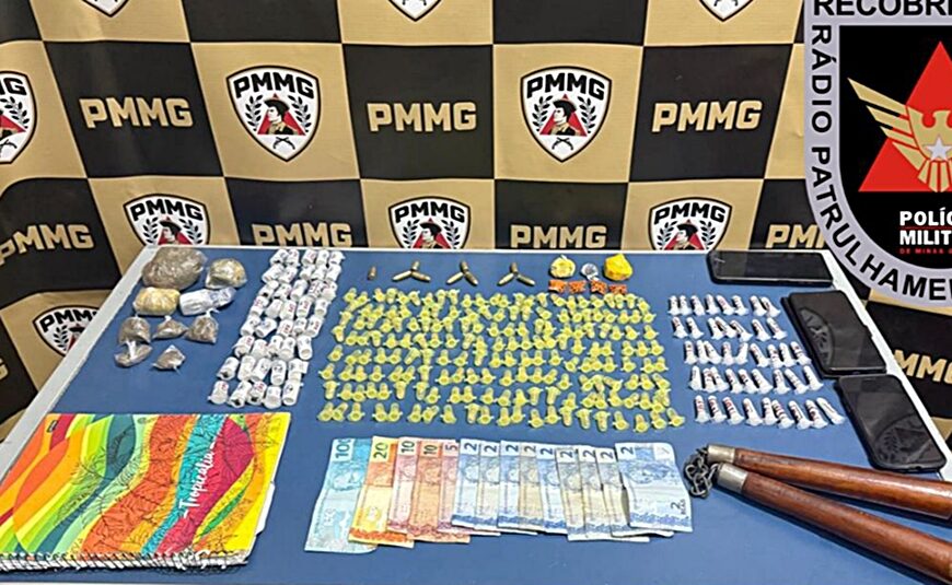 PM apreende drogas e munições no Bela Vista em Leopoldina