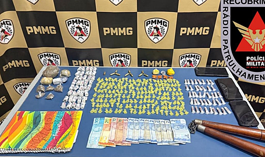 PM apreende drogas e munições no Bela Vista em Leopoldina