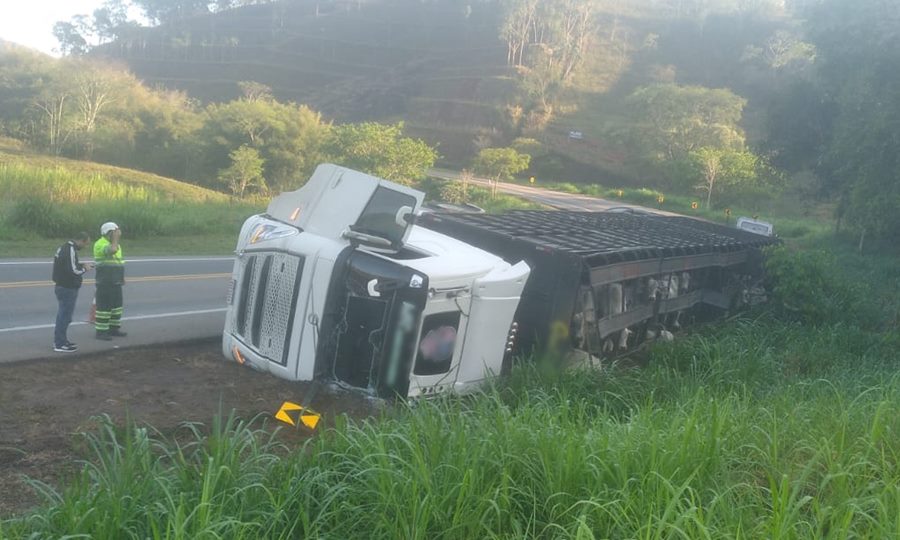 Carreta carregada com 72 cabeças de gado tomba na região da Bica d’Água em Leopoldina