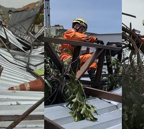 Corpo de Bombeiros de Leopoldina atua sem interrupção após temporal com granizo e ventos fortes