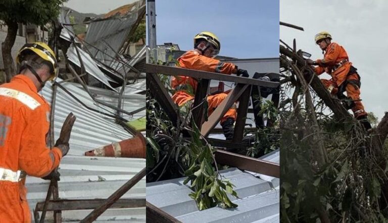 Corpo de Bombeiros de Leopoldina atua sem interrupção após temporal com granizo e ventos fortes