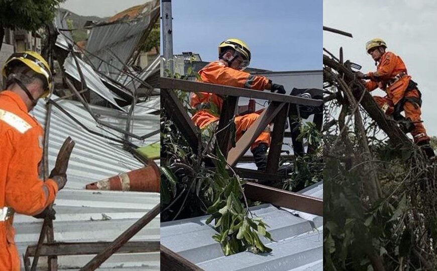 Corpo de Bombeiros de Leopoldina atua sem interrupção após temporal com granizo e ventos fortes