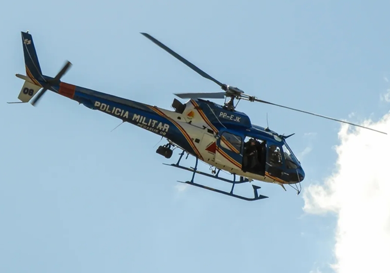 Buscas por autores de homicídio em Leopoldina tiveram apoio do helicóptero Pégasus após troca de tiros em Cataguases