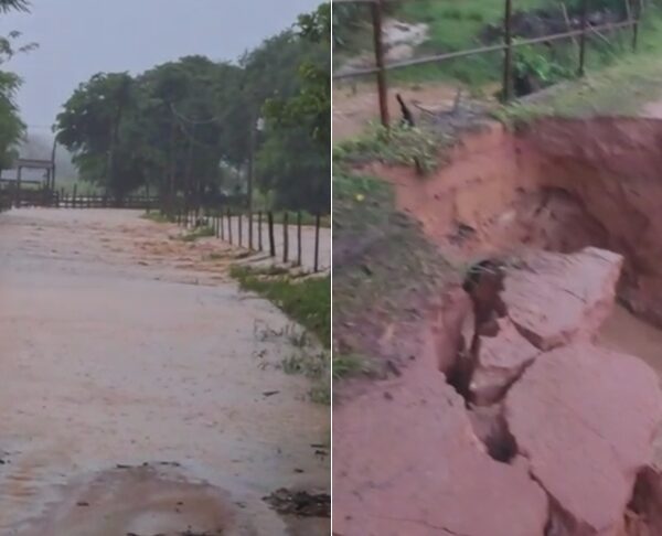 Chuva intensa provoca alagamentos nas comunidades da Boa Sorte e dos Coelhos em Leopoldina