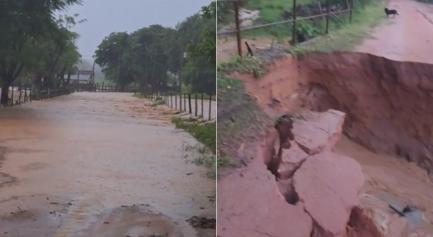 Chuva intensa provoca alagamentos nas comunidades da Boa Sorte e dos Coelhos em Leopoldina