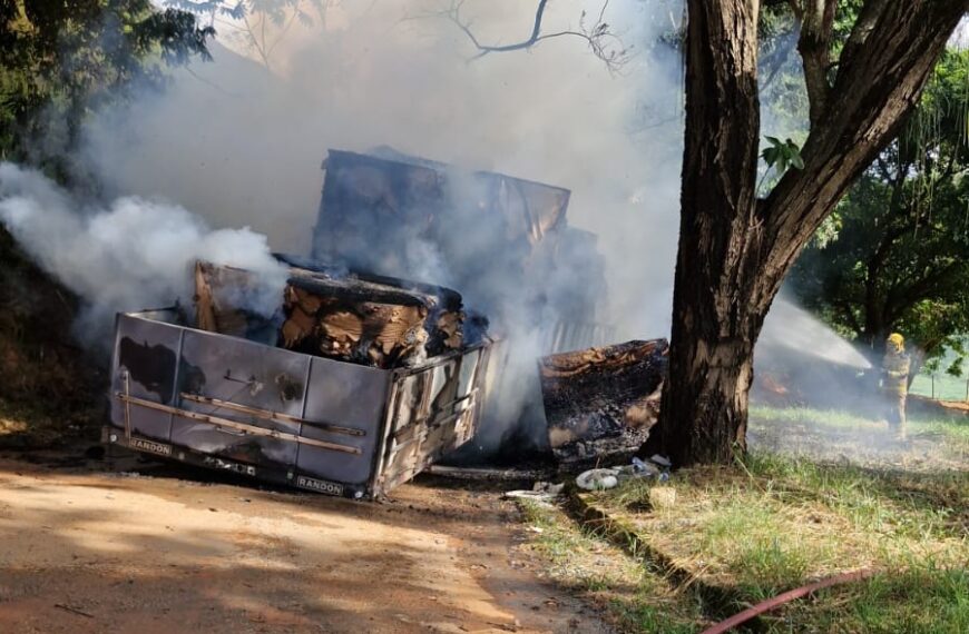 Motorista age rápido e evita que carreta seja destruída pelo fogo na BR-267 em Tebas