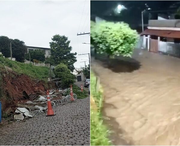 Chuvas provocam alagamentos e quedas de barreiras em Leopoldina na madrugada desta quinta-feira