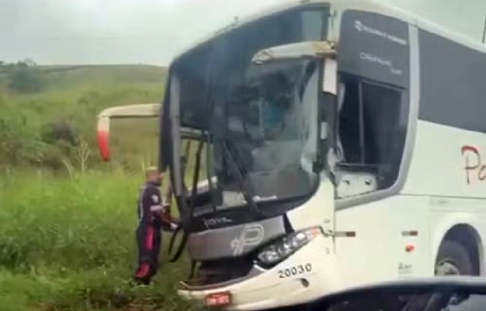 Cobradora fica ferida em acidente entre ônibus e caminhão na BR-267
