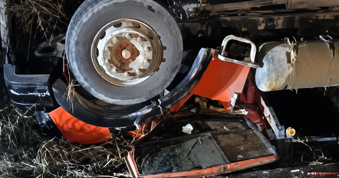 Ocupantes sobrevivem após cabine de caminhão ficar destruída em capotamento na MG-120 em Leopoldina