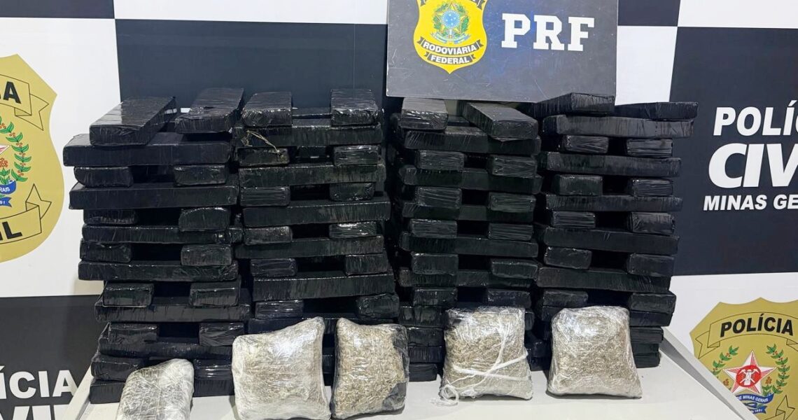 Operação conjunta da Polícia Civil e PRF apreende cerca de 200 quilos de drogas destinados a Muriaé
