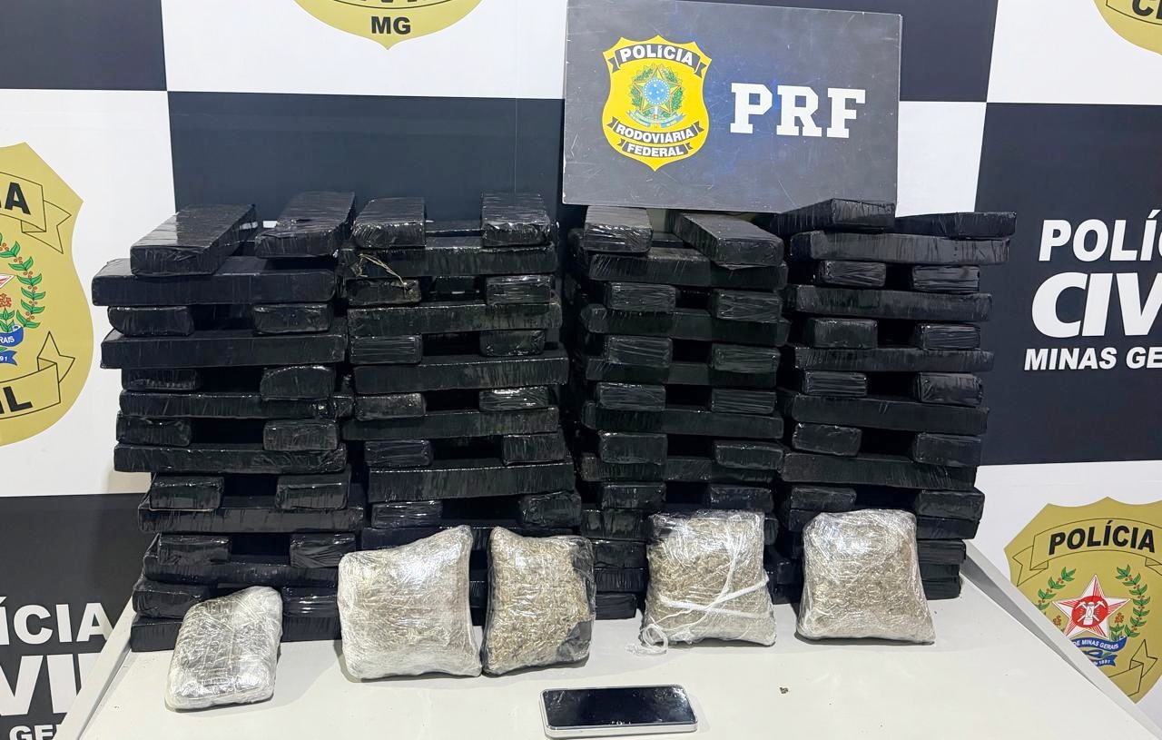 Operação conjunta da Polícia Civil e PRF apreende cerca de 200 quilos de drogas destinados a Muriaé