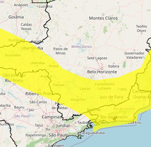 Mais da metade de Minas está em alerta para vendaval nesta quinta-feira