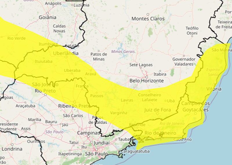 Mais da metade de Minas está em alerta para vendaval nesta quinta-feira