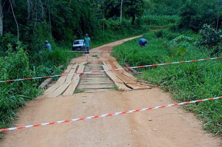 Estrada entre Piacatuba e Tebas tem ponte interditada por problemas estruturais
