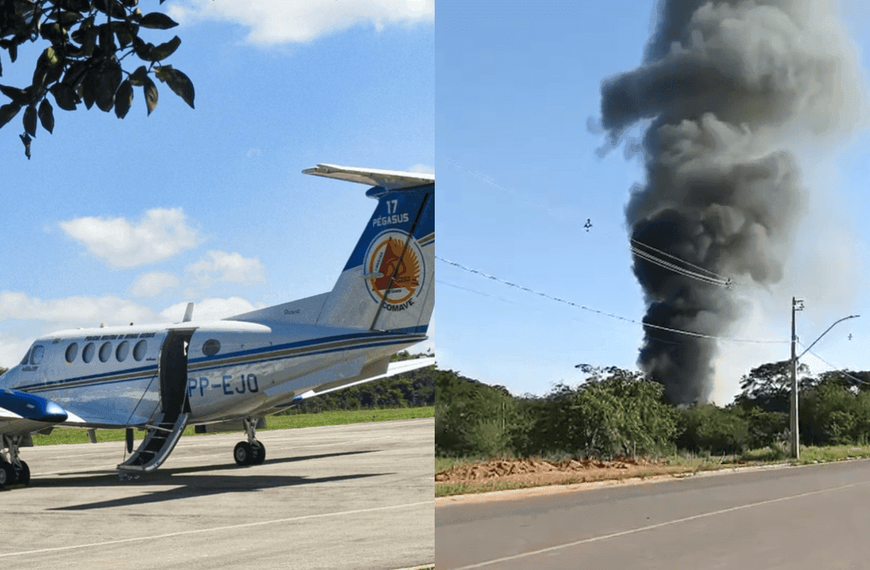 Avião da PM cai perto de Ipatinga e deixa três mortos no Vale do Aço